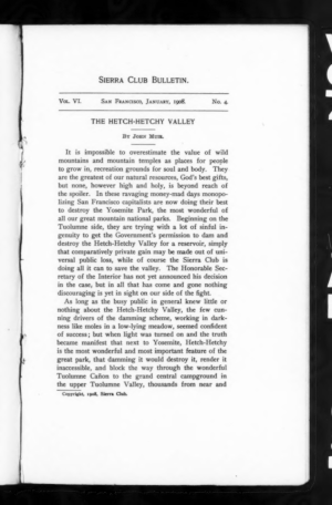 Sierra Club Bulletin 1908 Vol 6 No 4 January cover